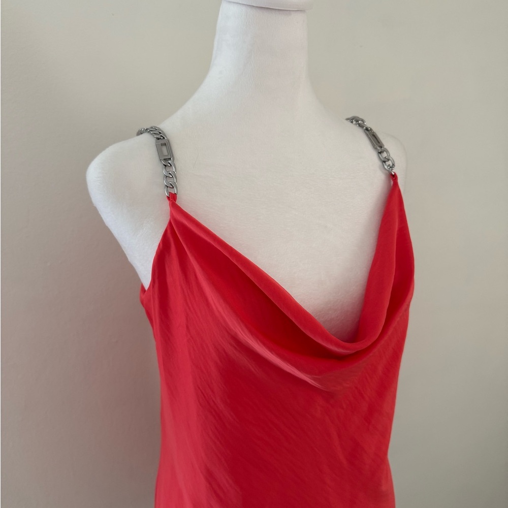 Karl Lagerfeld Vibrant coral top with Chain Straps